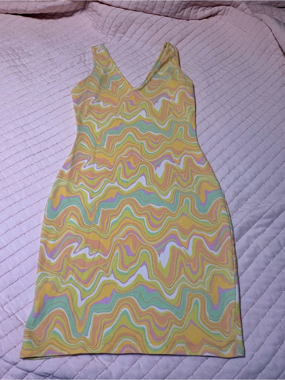 wild fable Yellow Multicolor Swirl V-Neck Bodycon Mini Dress